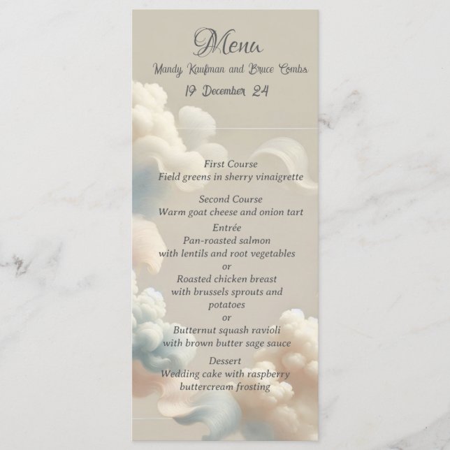 Ethereal Bliss Menu (Front)