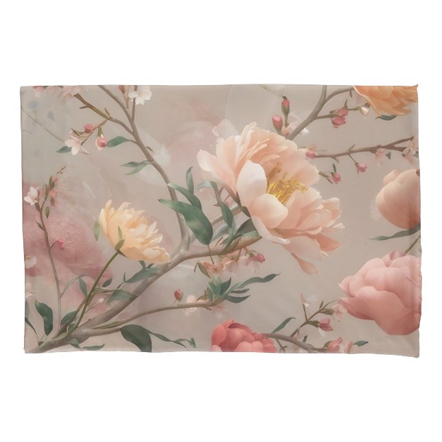"Ethereal Bloom: A Dreamy Watercolor Floral Design Pillowcase (Front)