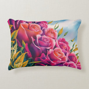 Ethereal Bloom: Abstract Watercolor Rose Symphony Accent Pillow