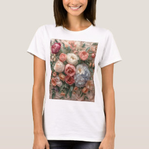 Ethereal Bloom Harmony: Soft Pastel Couture Floral T-Shirt
