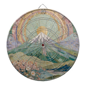 Ethereal Bloom: Pastel Mosaic Volcano in Spring Dartboard