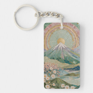 Ethereal Bloom: Pastel Mosaic Volcano in Spring Keychain