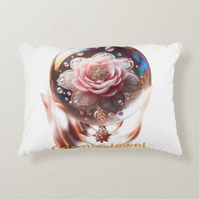  Ethereal Blossom: Jewel of Enchantment Accent Pillow (Front)