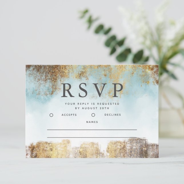 Ethereal Blue and Gold RSVP (Standing Front)