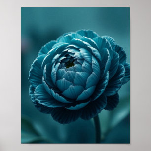 Ethereal Blue Bloom: A Glimmering Aquatic Peony in Poster