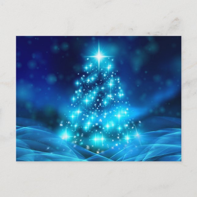 Ethereal Blue Christmas Tree Postcard (Front)