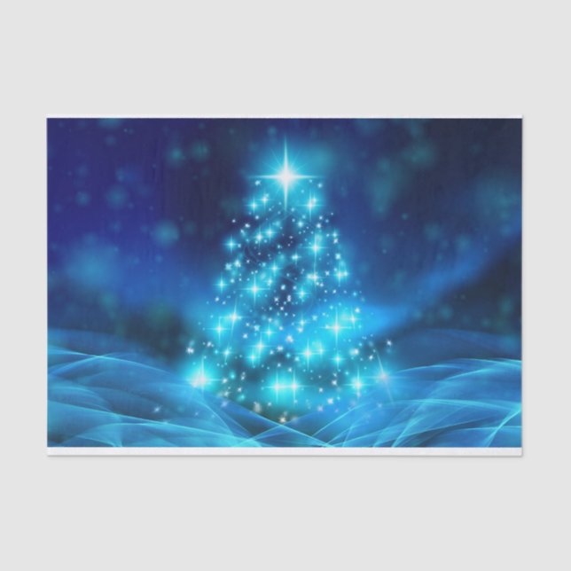 Ethereal Blue Christmas Tree Tissue Paper (Front)