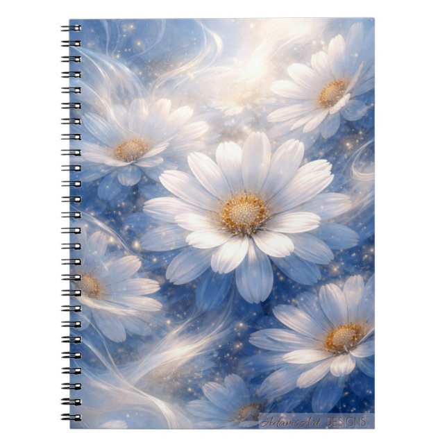 Ethereal Blue Daisy Dream Notebook (Front)