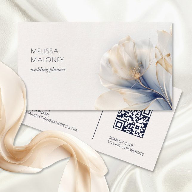 Ethereal Blue Gold  Flowers Business Card (Creator Uploaded)