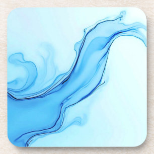 Ethereal Blue Liquid Art Swirls Coaster