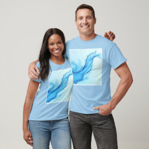 Ethereal Blue Liquid Art Swirls T-Shirt