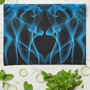 Ethereal Blue Smoke Abstract Art Kitchen Towel