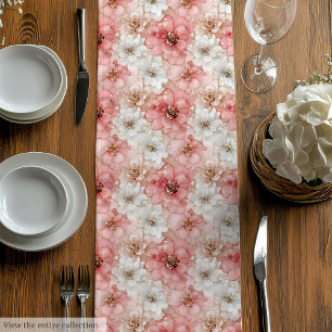 Ethereal blush and gold floral table centerpiece medium table runner