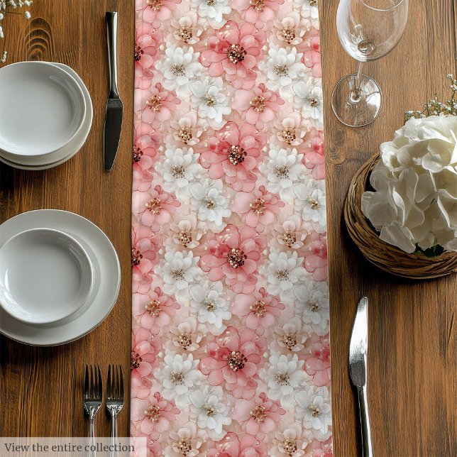 Ethereal blush and gold floral table centerpiece medium table runner (Ethereal blush and gold floral table centerpiece Medium Table Runner)