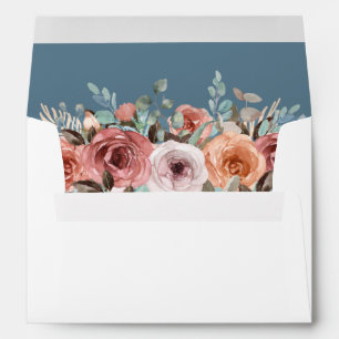 Ethereal Blush Peach Floral and Misty Blue Envelope