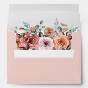 Ethereal Blush Peach Floral, Elegant Script, Envelope