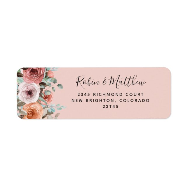 Ethereal Blush Peach Floral Return Address (Front)