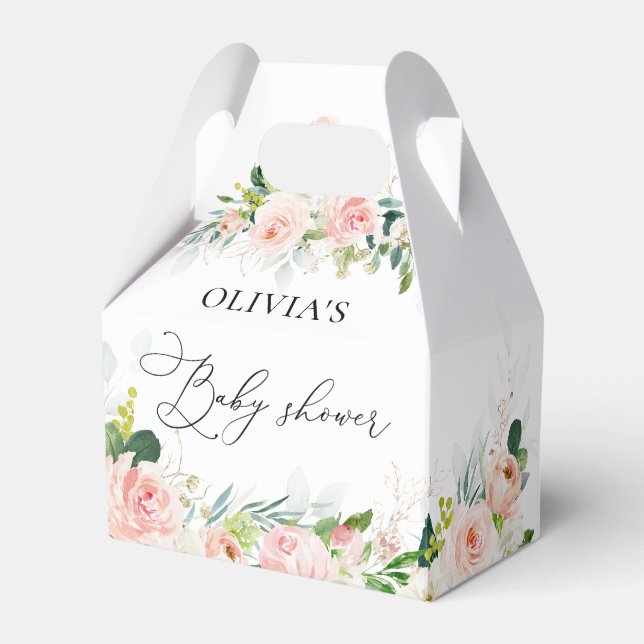 Ethereal Blush Pink Roses Baby Shower  Favour Box (Front Side)