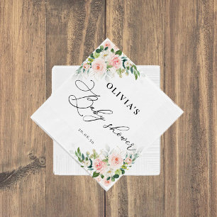 Ethereal Blush Pink Roses Baby Shower Paper Napkin