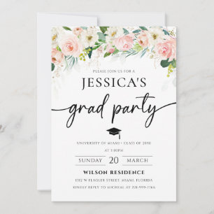 Ethereal Blush Pink Roses Graduation Invitation
