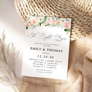 Ethereal Blush Pink Roses Rehearsal Dinner Invitation