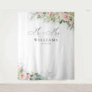 Ethereal Blush Pink Roses Wedding Backdrops Tapestry
