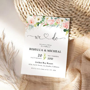 Ethereal Blush Pink Roses Wedding Ceremony  Invitation