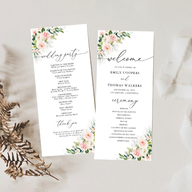 Ethereal Blush Wedding Program (Creator Uploaded)