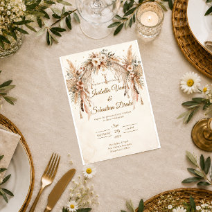 Ethereal Boho Pampas Wedding Invitation