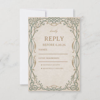 Ethereal Botanical Artwork Celtic RSVP Card