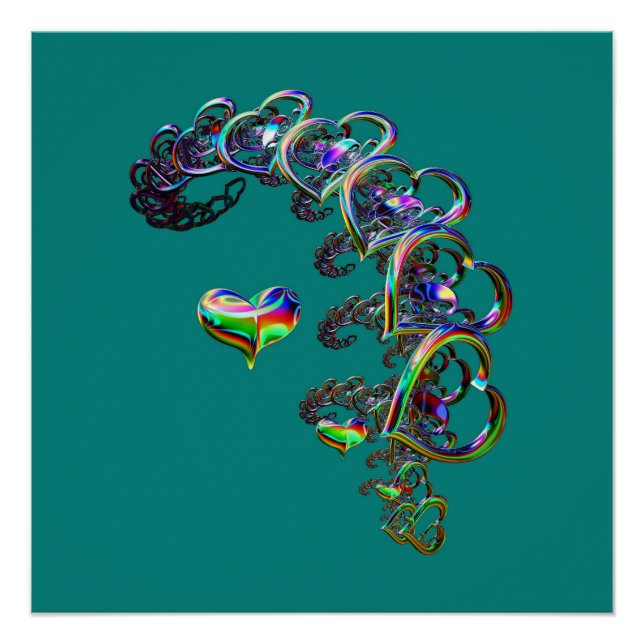 Ethereal Cascade de Coeurs Glossy Poster (Devant)