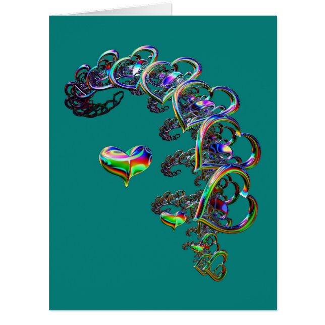 Ethereal Cascade of Hearts Greeting Card (Front)