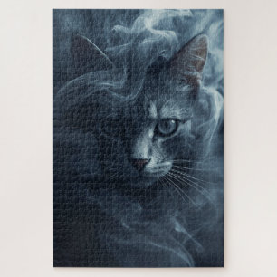 Ethereal Cat in Smoke & Mist – Mystical Puzzle