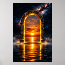 Ethereal Celestial Archway - Golden Sunset Portal