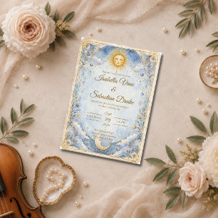 Ethereal Celestial Sun Moon Wedding Invitation