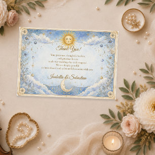Ethereal Celestial Sun Moon Wedding Thank You Card