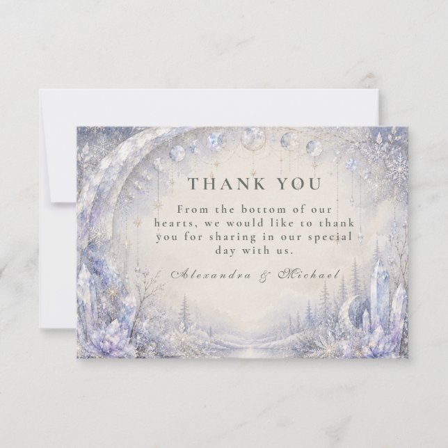 Ethereal Celestial Winter Wedding Thank You Card (Front)