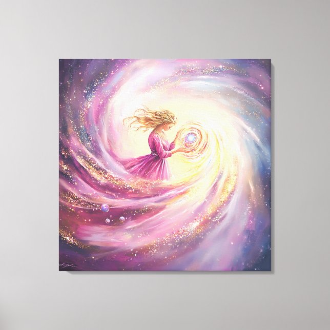 Ethereal Celestial Women: A Cosmic Journey Through Canvas Print (Front)