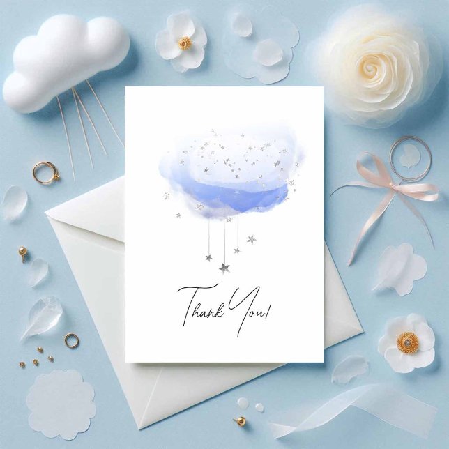 Ethereal Cloud 9 Watercolor Photo Thank You Card (Ethereal Cloud 9 Watercolor Photo Thank You Card)