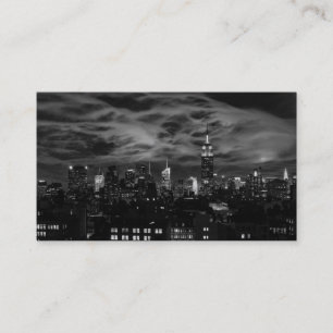 Ethereal Clouds: NYC Skyline, Empire State Bldg BW Business Card