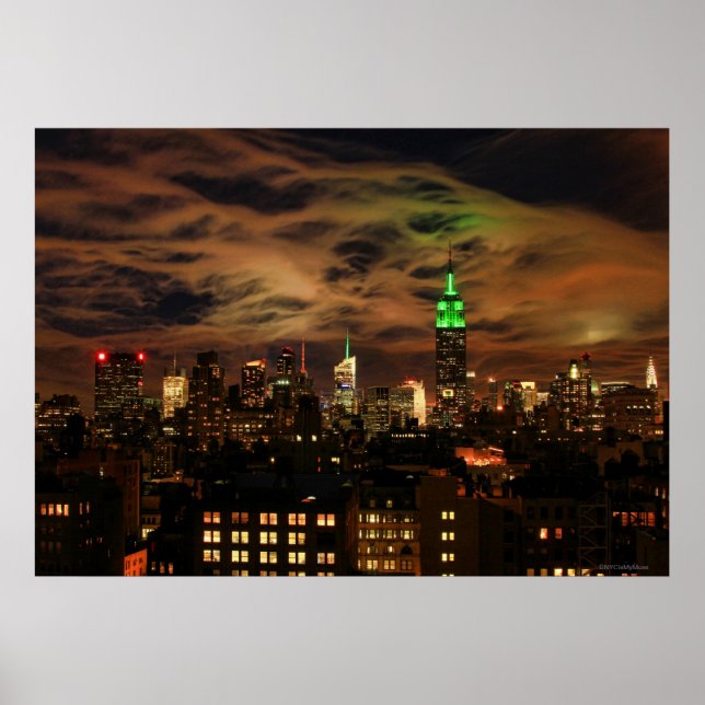 Ethereal Clouds: NYC Skyline, Empire State Bldg Poster (Front)