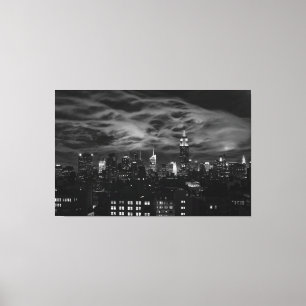 Ethereal Clouds: NYC Skyline, ESB Black and White Canvas Print