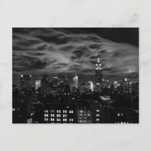Ethereal Clouds: NYC Skyline, ESB BW Postcard