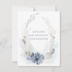Ethereal Coastal Coral Seashell Couple Card