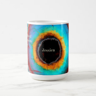 Ethereal Cosmic Eye Monogram Vibrant Abstract Art Coffee Mug