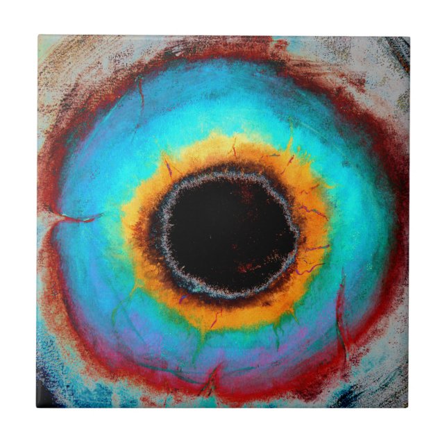 Ethereal Cosmic Eye Monogram Vibrant Abstract Art Tile (Front)