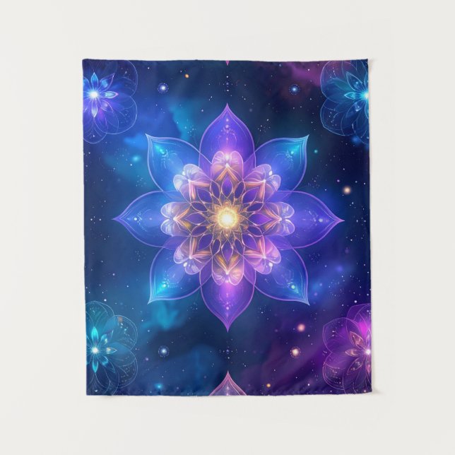 Ethereal Cosmic Lotus Tapestry (Front)