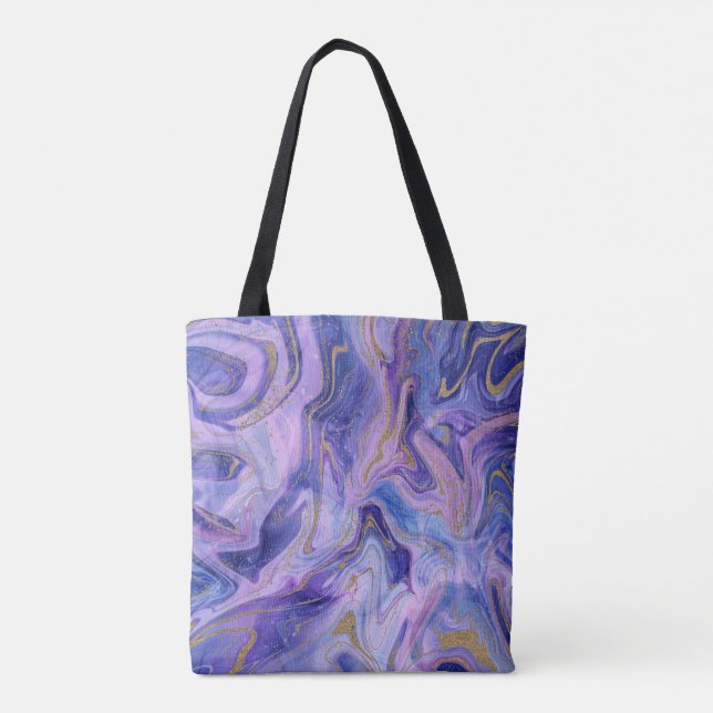 Ethereal Cotton Candy Marble Watercolor Fantasy Tote Bag (Back)