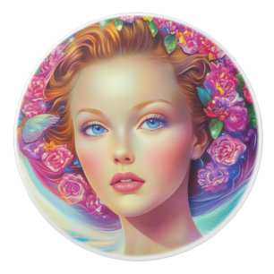 Ethereal Crown Portrait Ceramic Knob