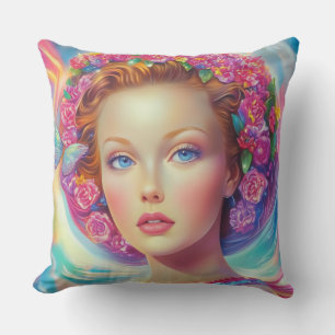 Ethereal Crown Portrait  Throw Pillow